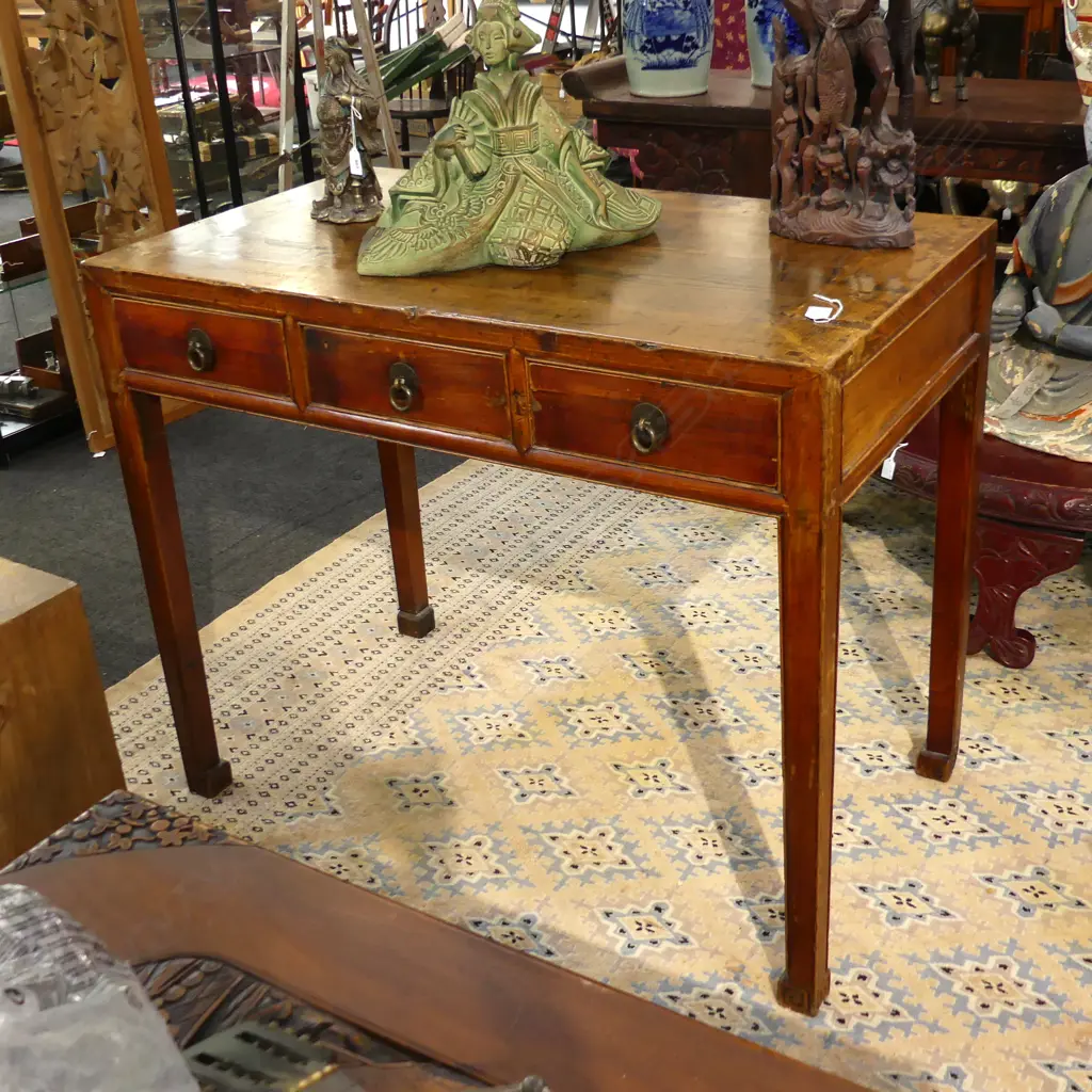 OLD CHINESE DESK 3 DRAWER GD PATINA 1030x600x855mm Image 1++