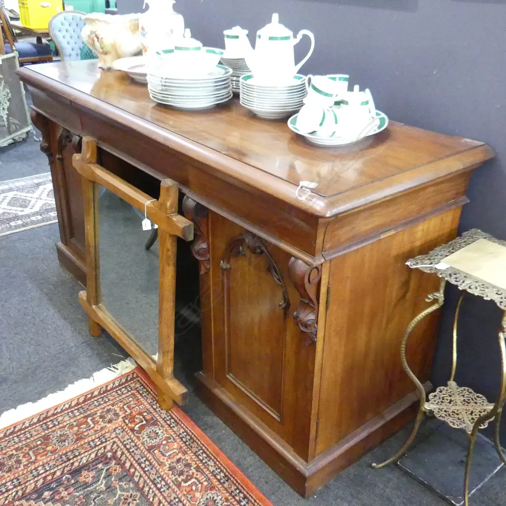 VICTORIAN MAHOGANY PEDESTAL SIDEBOARD 1840 x 680 x 1650mm Image 1++