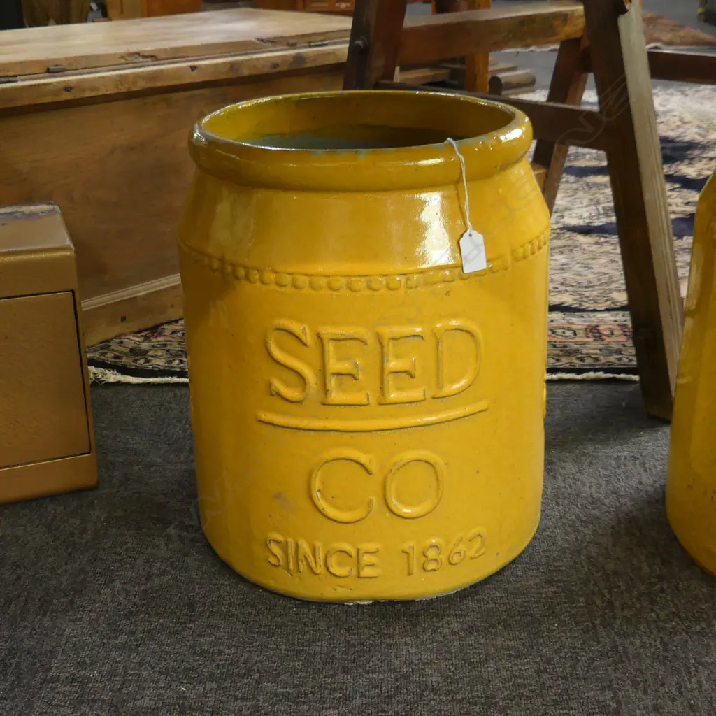 LGE YELLOW GLAZE POT; 'SILVER QUEEN SWEET CORN' H.450mm Image 1++