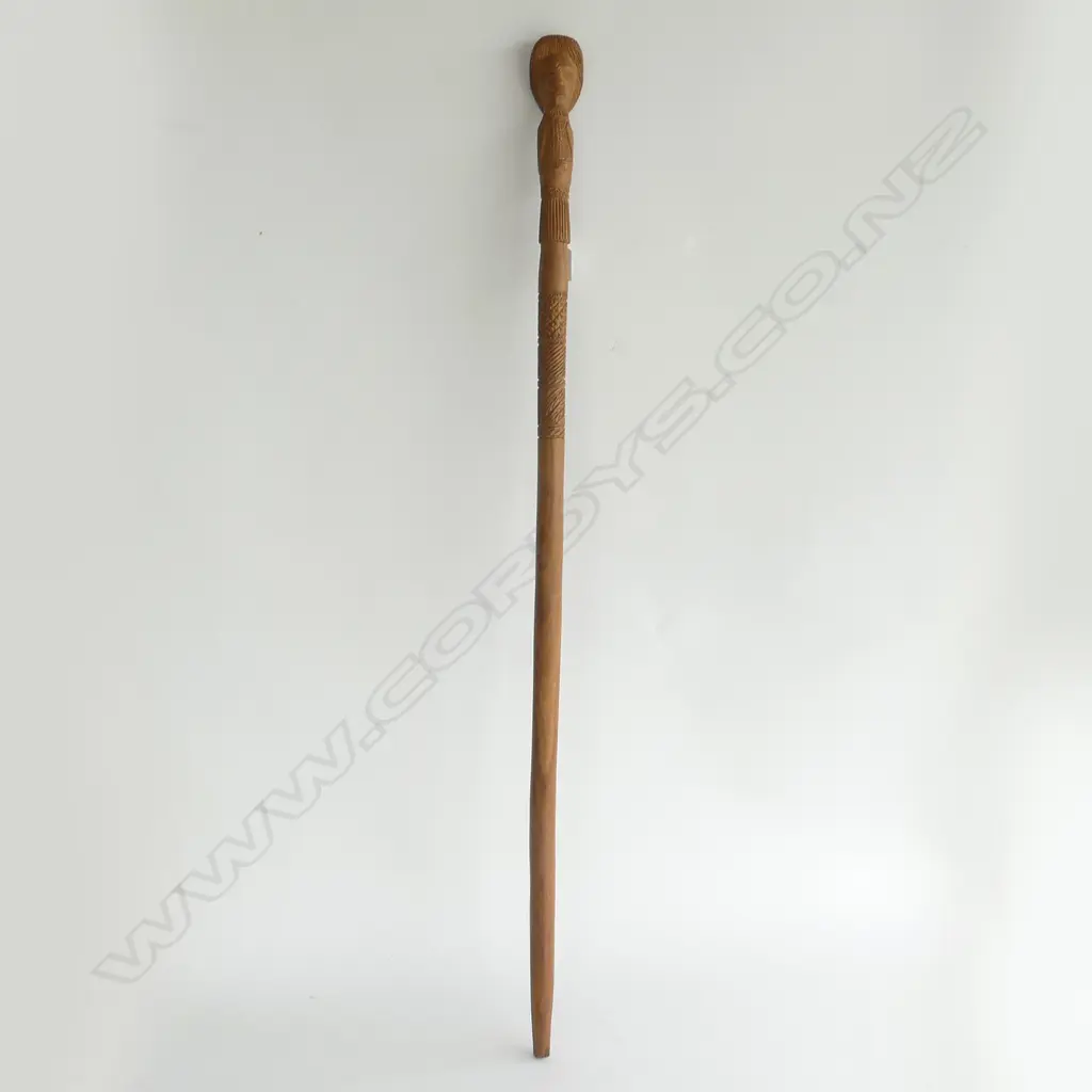 PACIFIC ISLAND WOODEN CARVED WALKING STICK  Image 1++