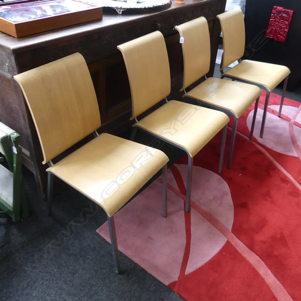 4 CONTEMPORARY BENT PLY DINING CHAIRS - EFFEZETA ITALY Image 1++
