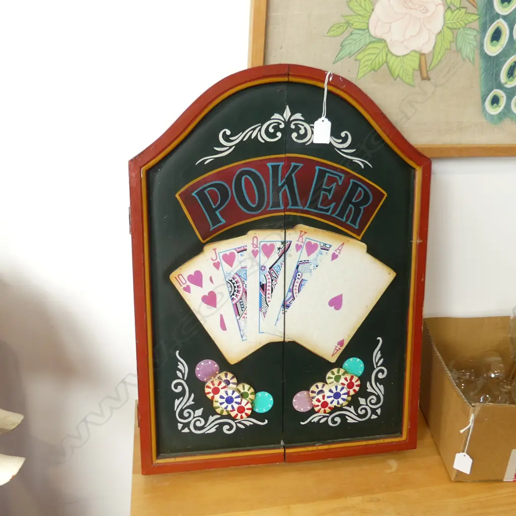 DART BOARD IN POKER CABINET + DARTS H.600mm Image 1++