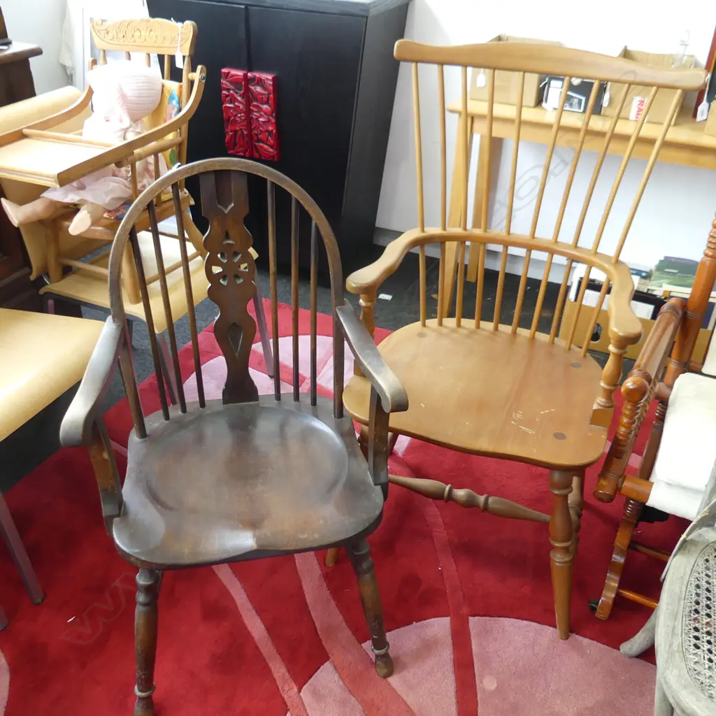 2 SPINDLE BACKED CARVER CHAIRS Image 1++