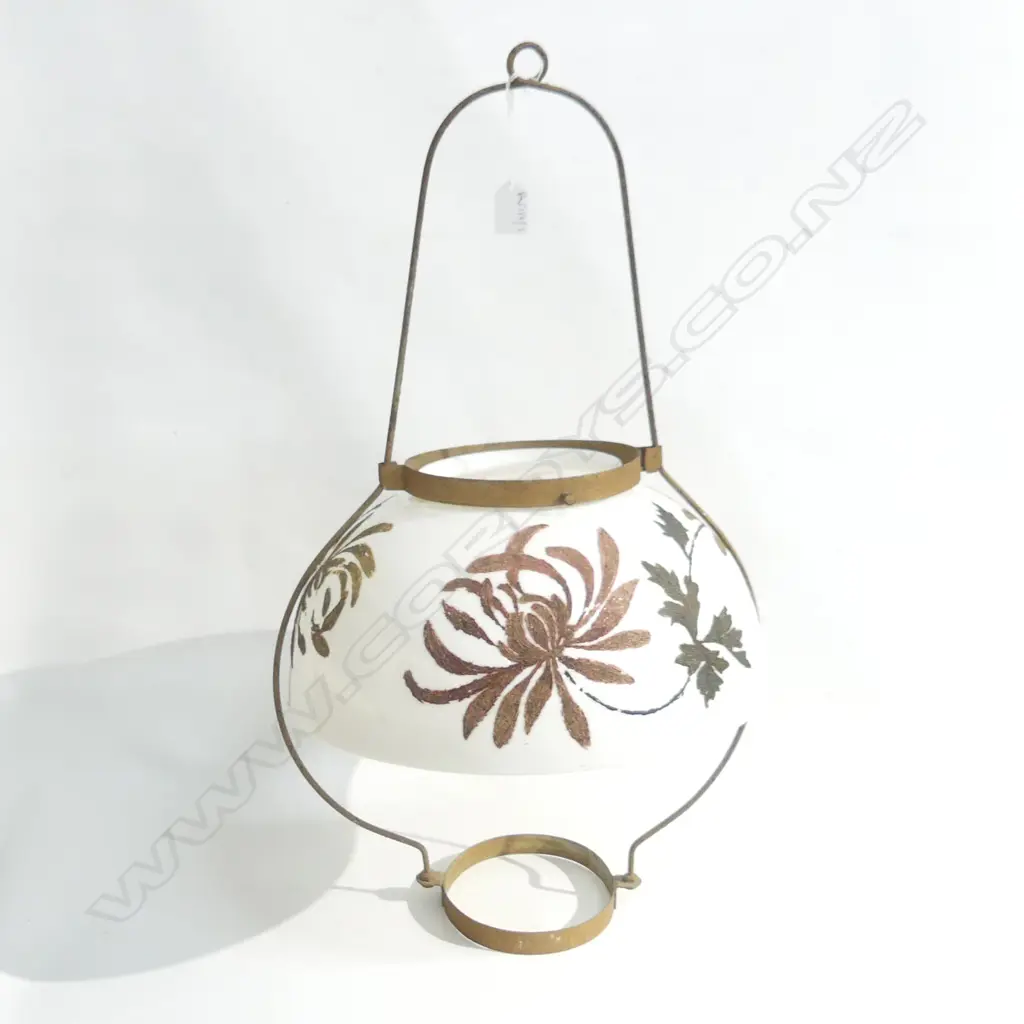 ANTIQUE HAND PAINTED HANGING LANTERN SHADE 350mm dia H.655mm Image 1++