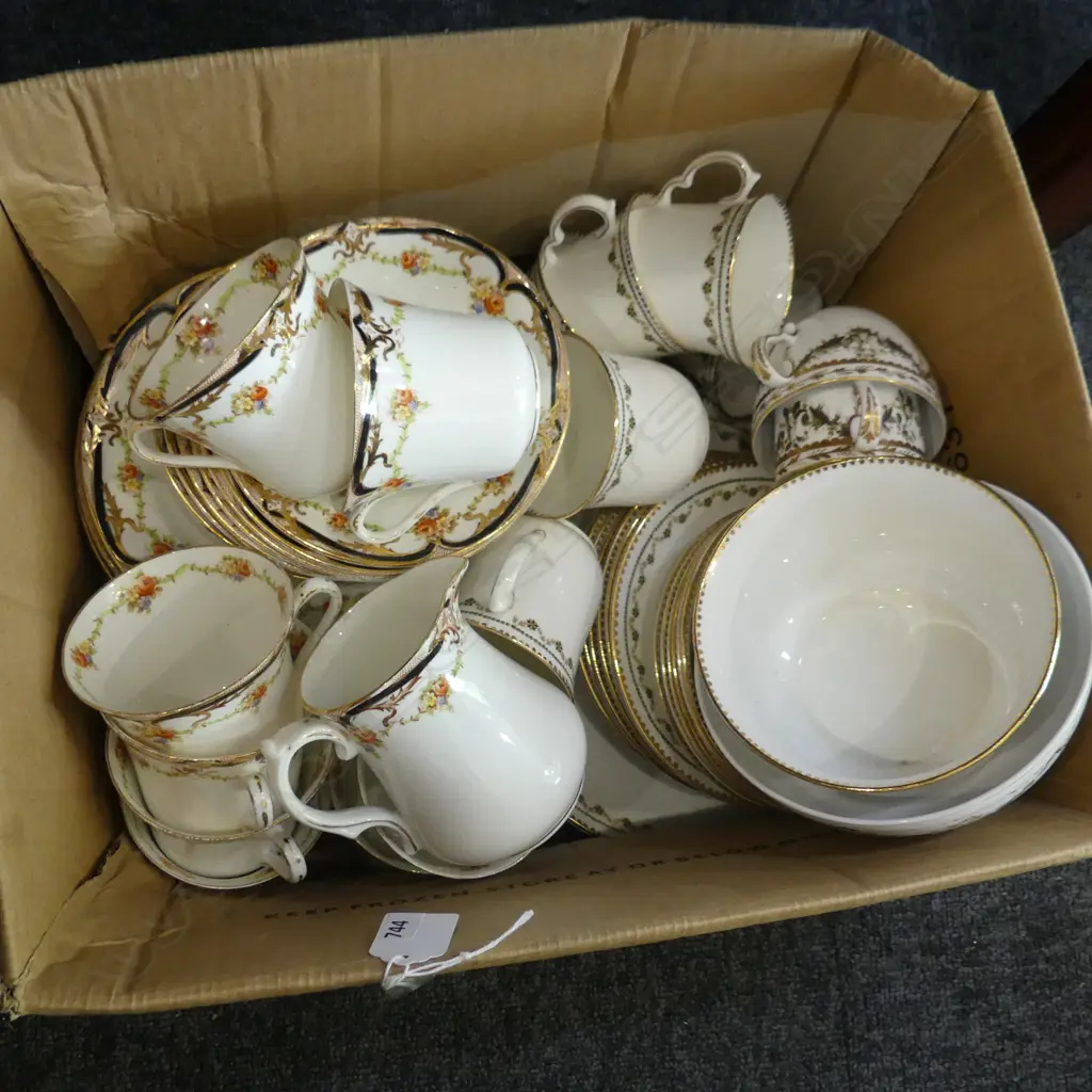 BOX LOT TWO PART TEASETS LONGTON & EUROPEAN WITH SWAGS AND FESTOONS Image 1++