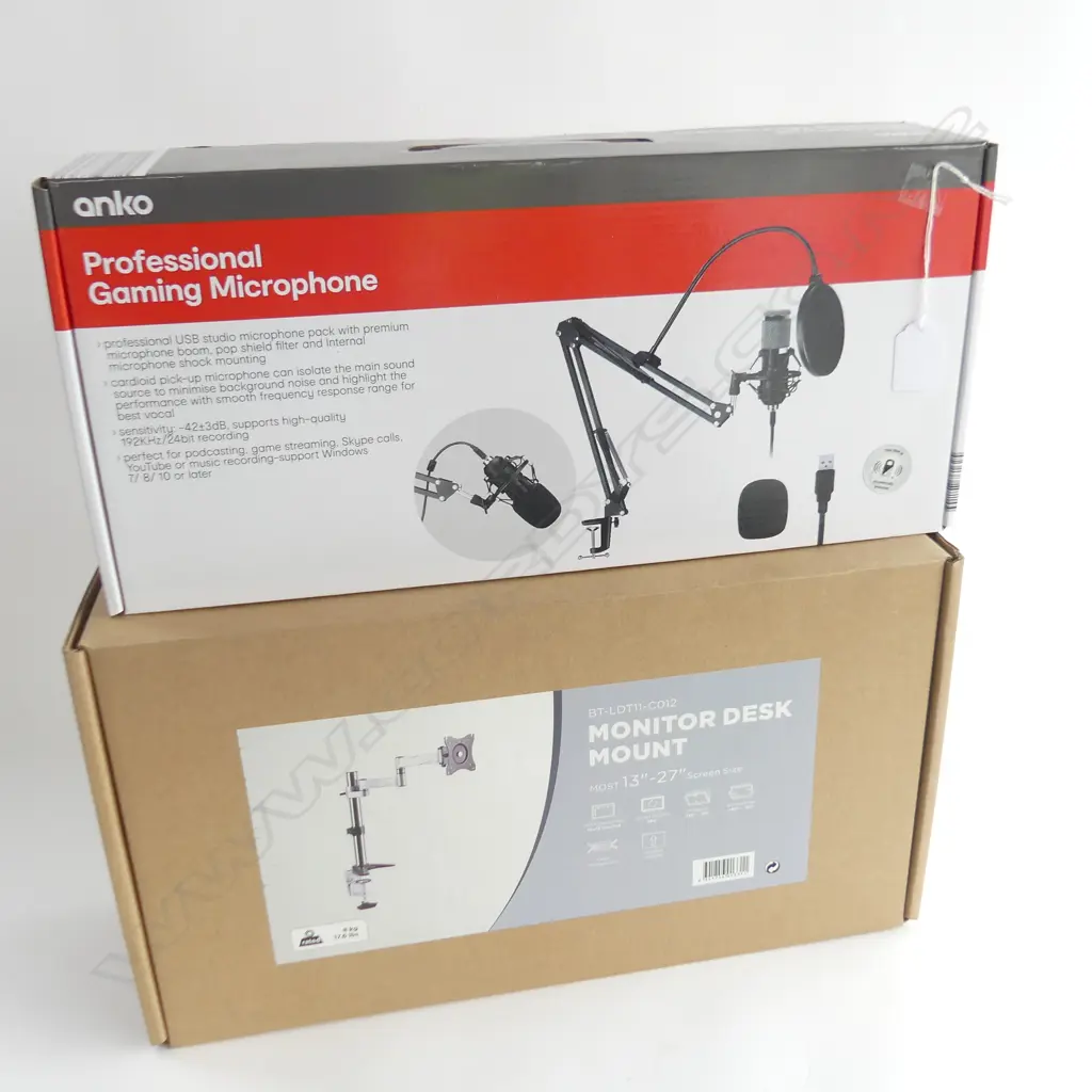 ANKO PROFESIONAL GAMING MICROPHONE & BOXED MONITOR DESK MOUNT Image 1++