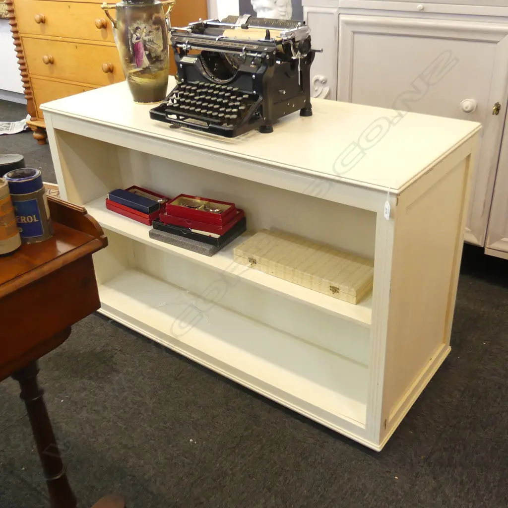 CREAM PAINTED 2 SHELF BOOKCASE W.1180mm Image 1++