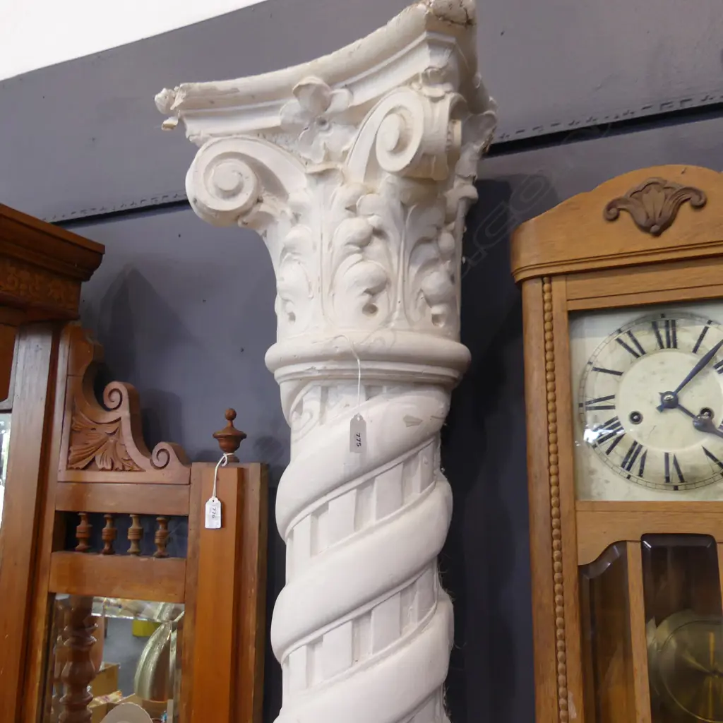 LARGE OLD WHITE PLASTER COLUMN H. 2150MM Image 1++
