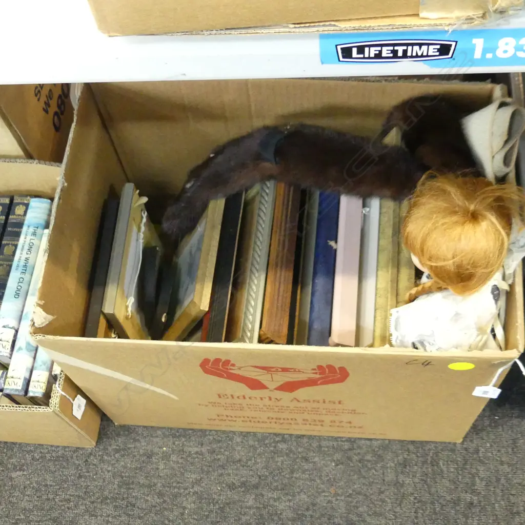 BOX LOT ASST. PRINTS + FURS & CHRISTENING GOWN Image 1++