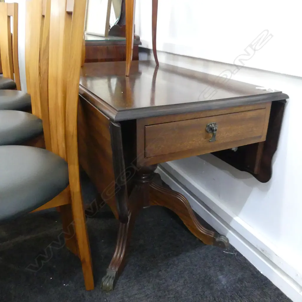 MAHOGANY DROP LEAF TABLE DRAWER TO ONE END 530 x 880 x 670mm (not extended) Image 1++