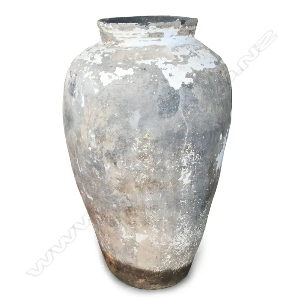 LG OLD EARTHENWARE GRAIN STORAGE POT, FROM RAJASTAN, H.1600mm Image 1++