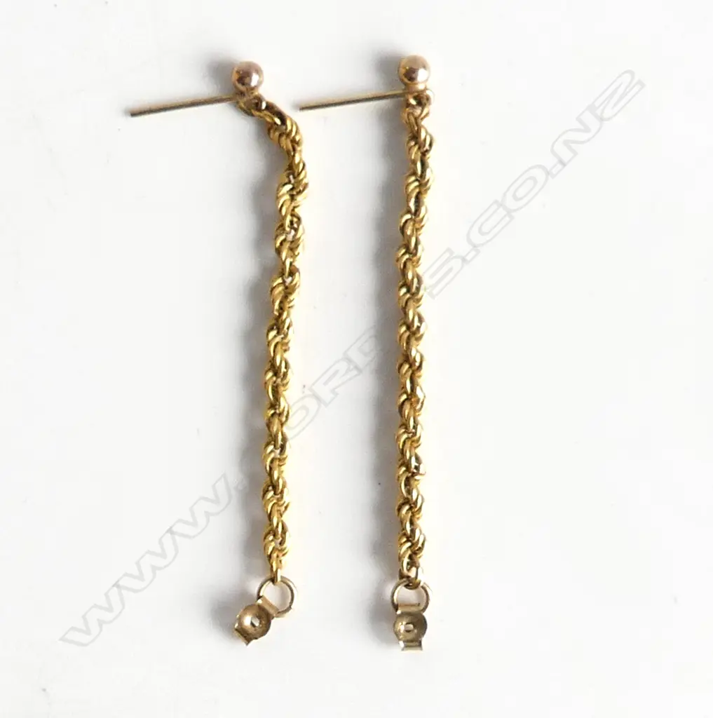 PR GOLD ROPE TWIST CHAIN EARRINGS Image 1++