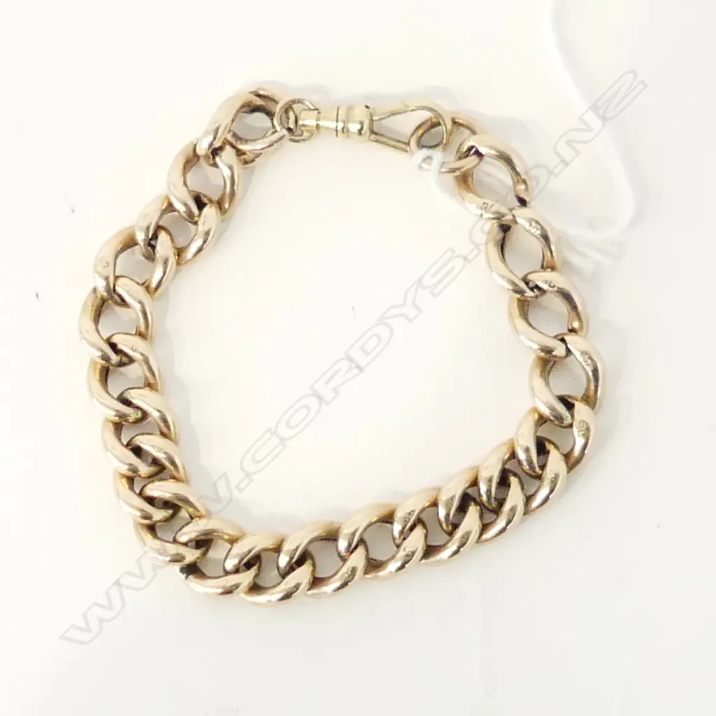 9ct SOFT ROSE GOLD CURB LINK BRACELET  11.8GRMS (SOME WEAR) Image 1++