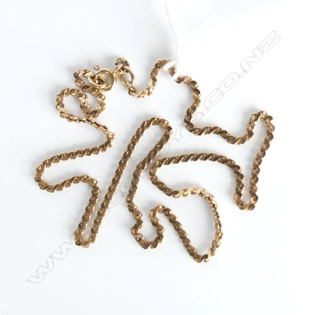 9CT GOLD FLAT SCROLL LINK NECK CHAIN L.400mm 7.38gms Image 1++