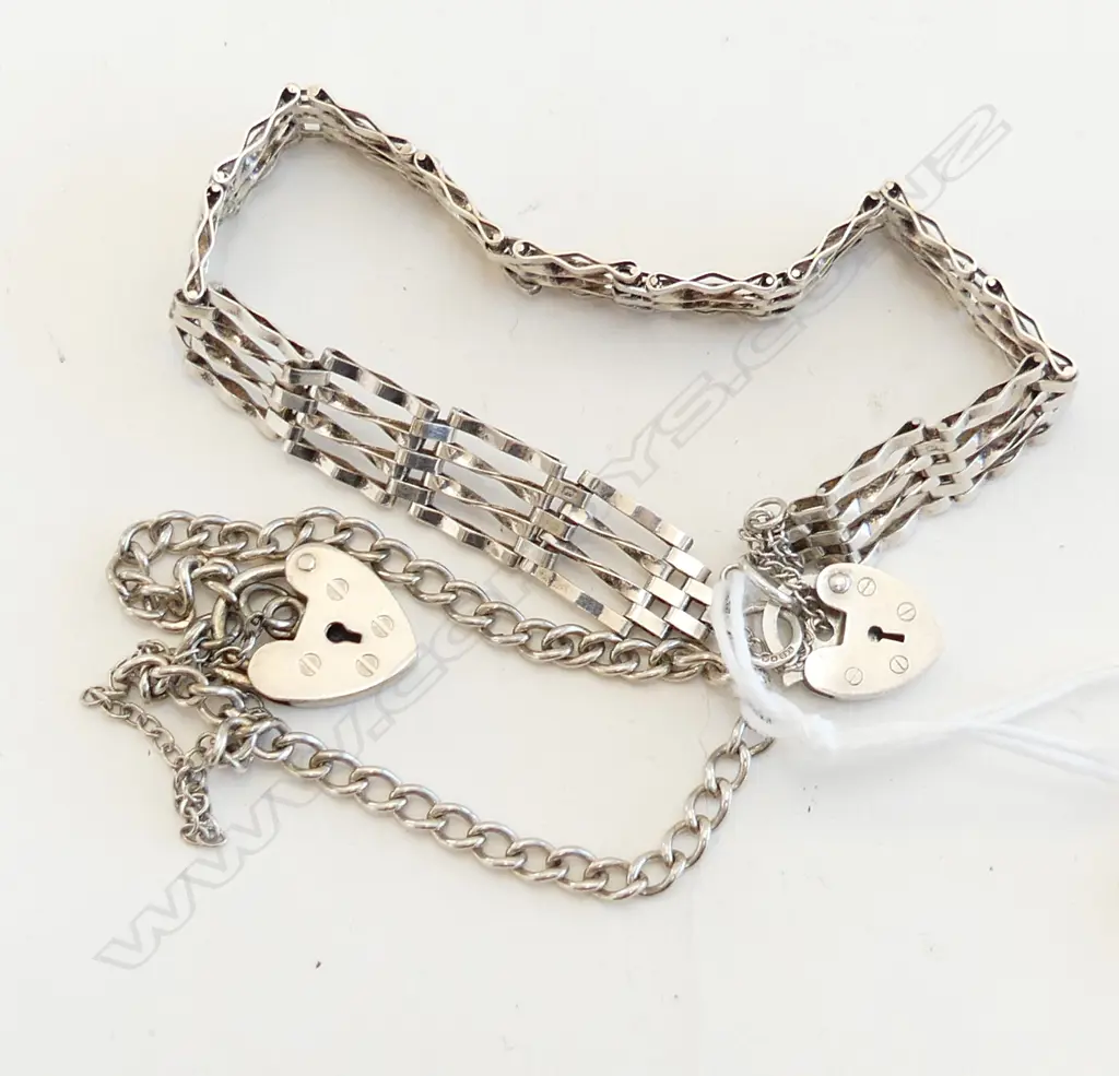 TWO STG SILVER LOCKET BRACELETS Image 1++