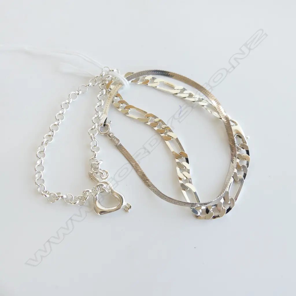 3 ASST 925 SILVER BRACELETS 16.14gms Image 1++