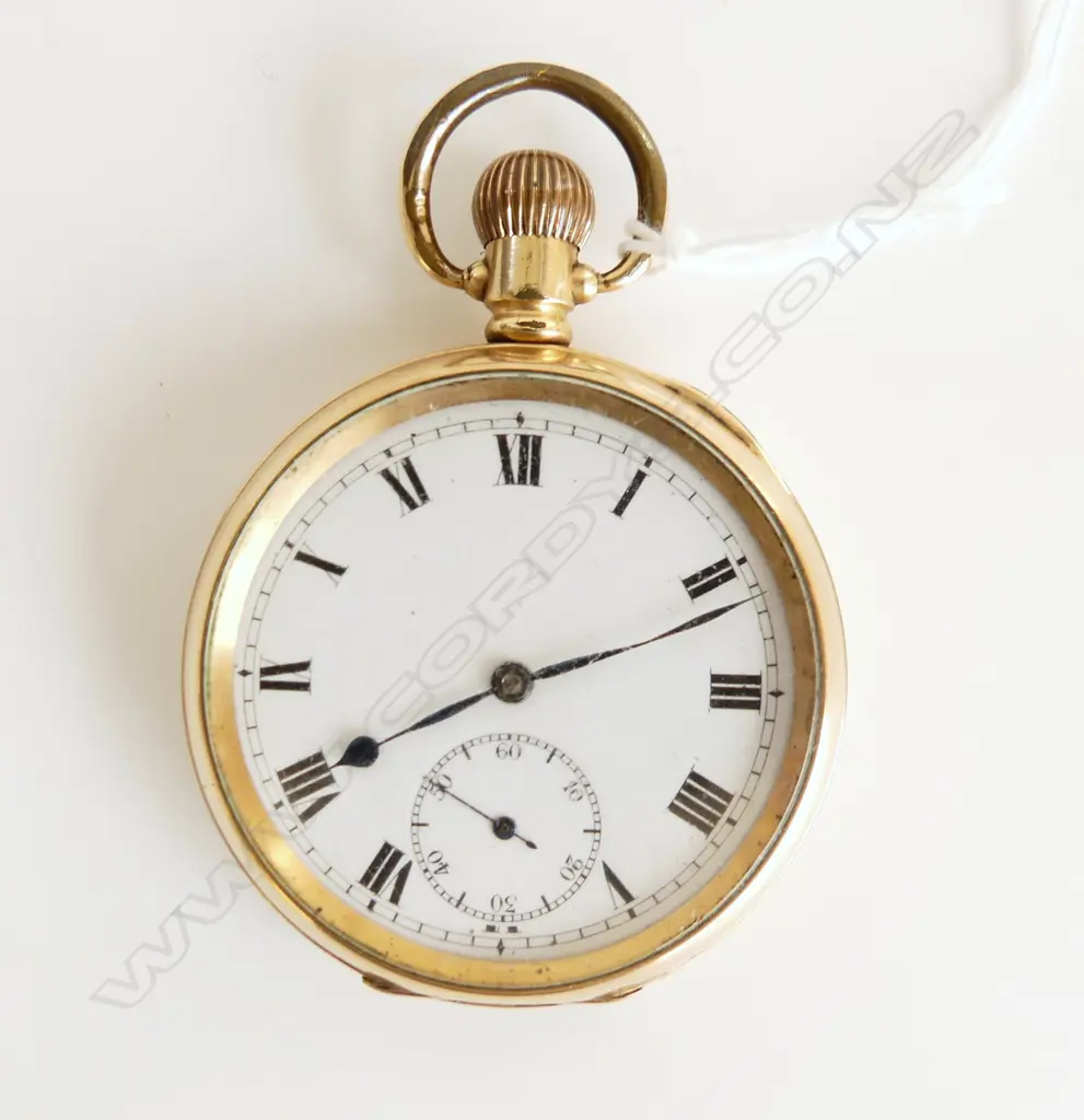 GOLD PLATE OPEN FACE POCKET WATCH running  Image 1++