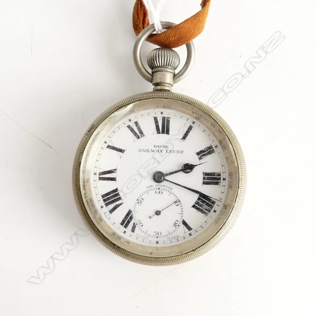 early 20thC BAUME 'RAILWAY LEVER' OPEN FACE POCKET WATCH running  Image 1++