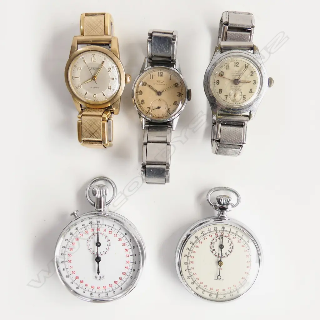 2 working STOP WATCHES + 3 VINTAGE GENTS WATCHES 1 working Image 1++