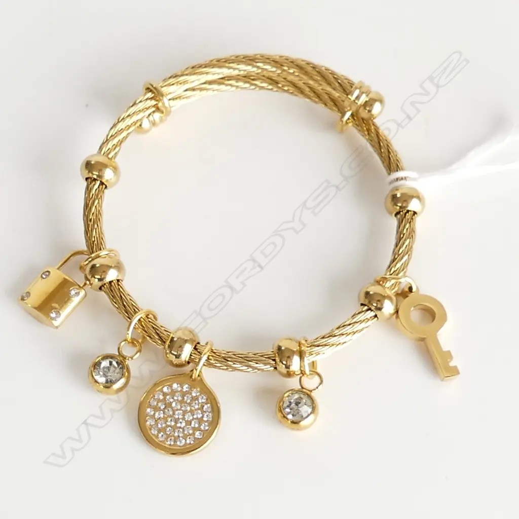 GOLD PLATED ROPE STYLE BRACELET WITH 5 CHARMS  Image 1++