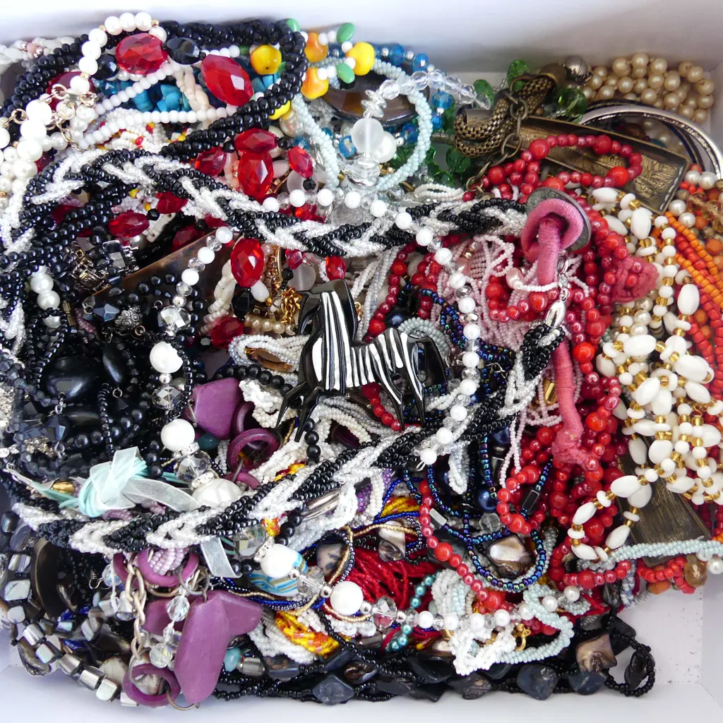BOX ASST. COSTUME NECKLACES ETC Image 1++