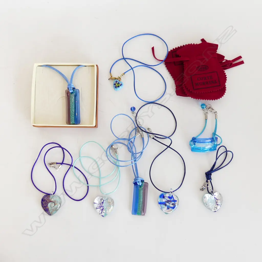 8 BLUE MURANO GLASS PENDANT NECKLACES Image 1++