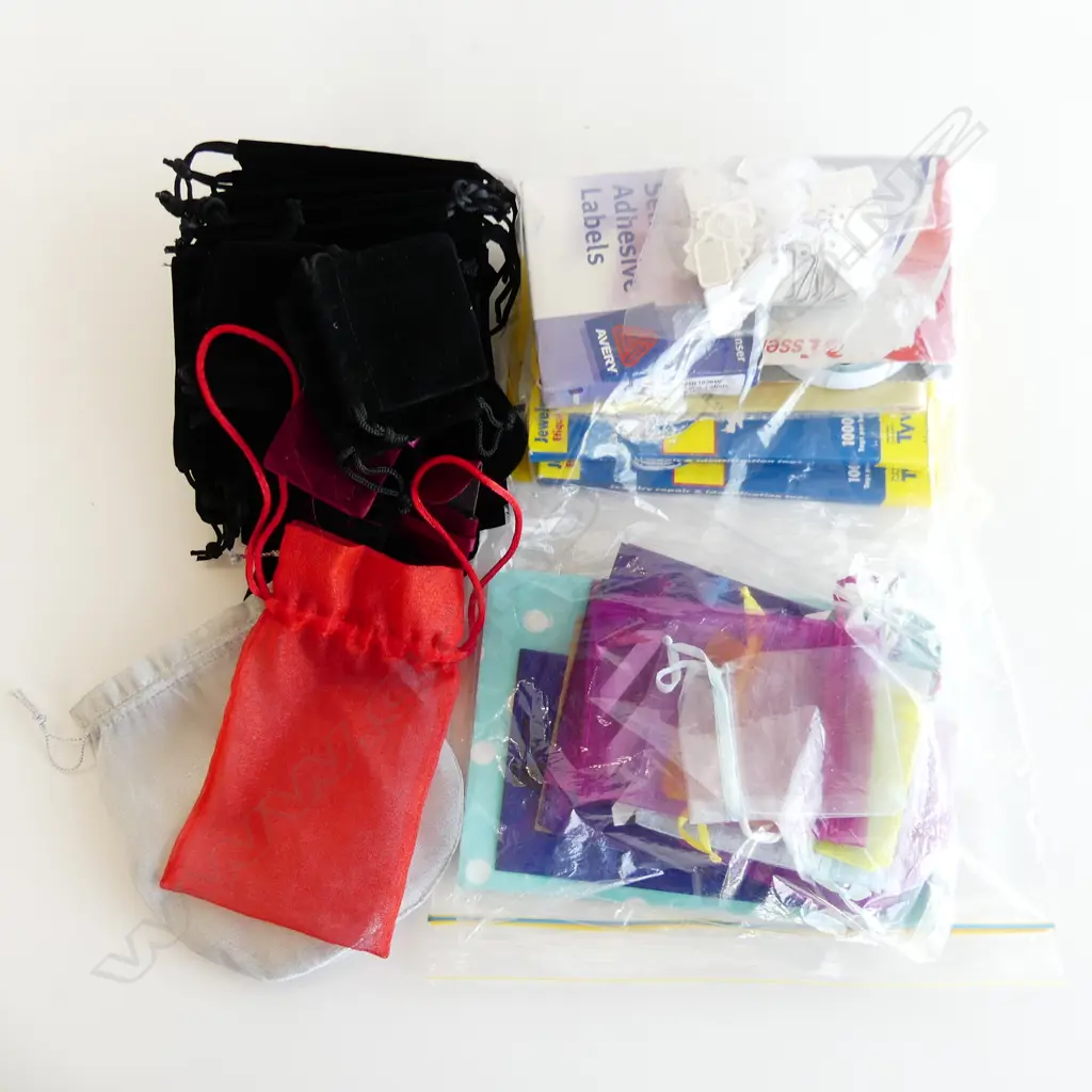 BAG ASST JEWELLERY BAGS, PRICE TAGS, STICKERS ETC..  Image 1++