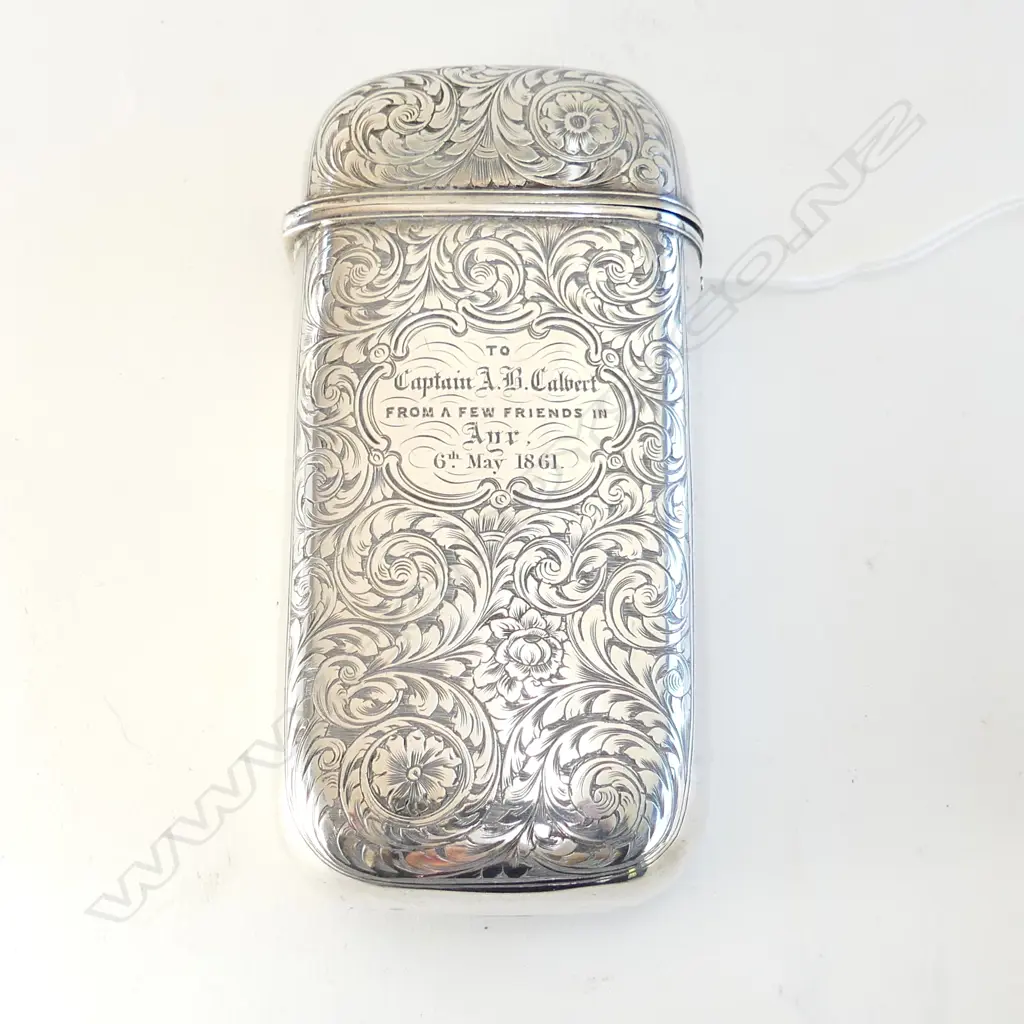 LG HINGED FLIP TOP ENGRAVED STG SILVER CIGAR CASE L. 122mm, 102GMS C1861 Image 1++