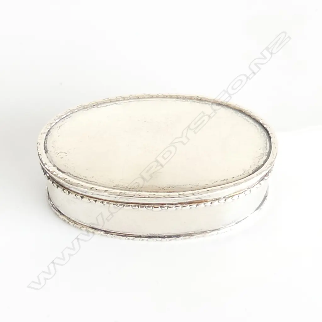 STG SILVER OVAL HINGED LIDDED BOX L. 75mm BIRM 1908, 63gms Image 1++