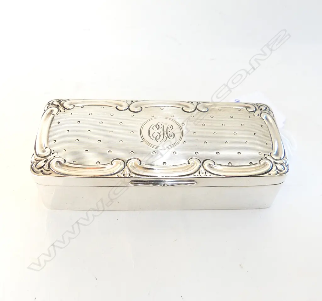 STG SILVER LIDDED BOX, 115 X 50 X 30mm  109gms, CHESTER 1913 Image 1++