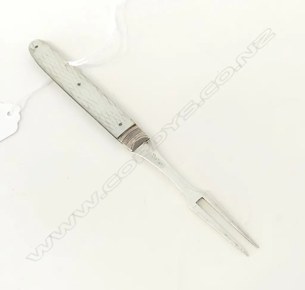 GEORGE III SILVER & MOP FOLDING FORK pickle/olive... Image 1++