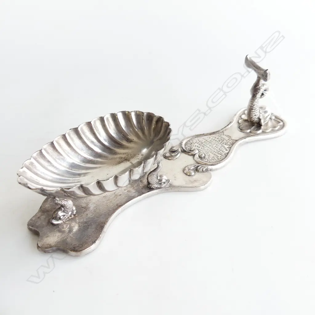 RARE VICTORIAN SILVER PLATED ROBERTS PATENT SPOON REST, L. 250mm Image 1++
