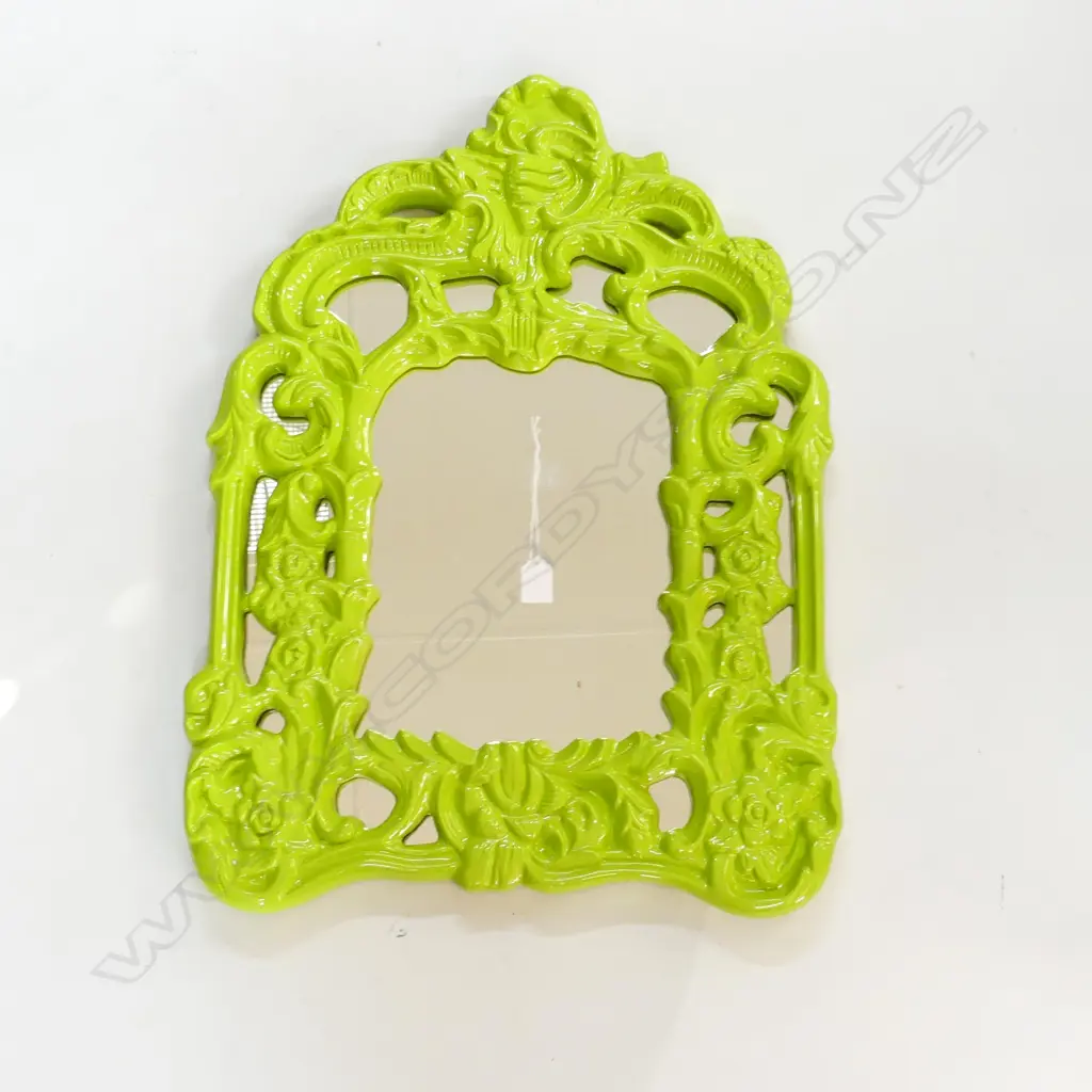 MIRROR; ORNATE GREEN PLASTIC FRAME 680x500mm Image 1++