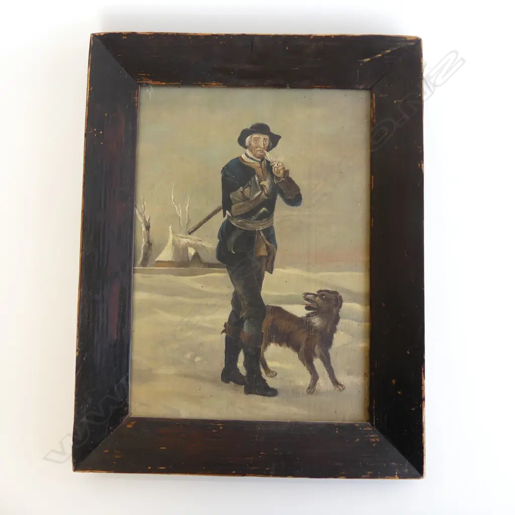 UNSIGNED OIL ON BOARD AFTER THOMAS BARKER (1769–1847) 'THE WOODMAN AND HIS DOG' 390x280mm  Image 1++