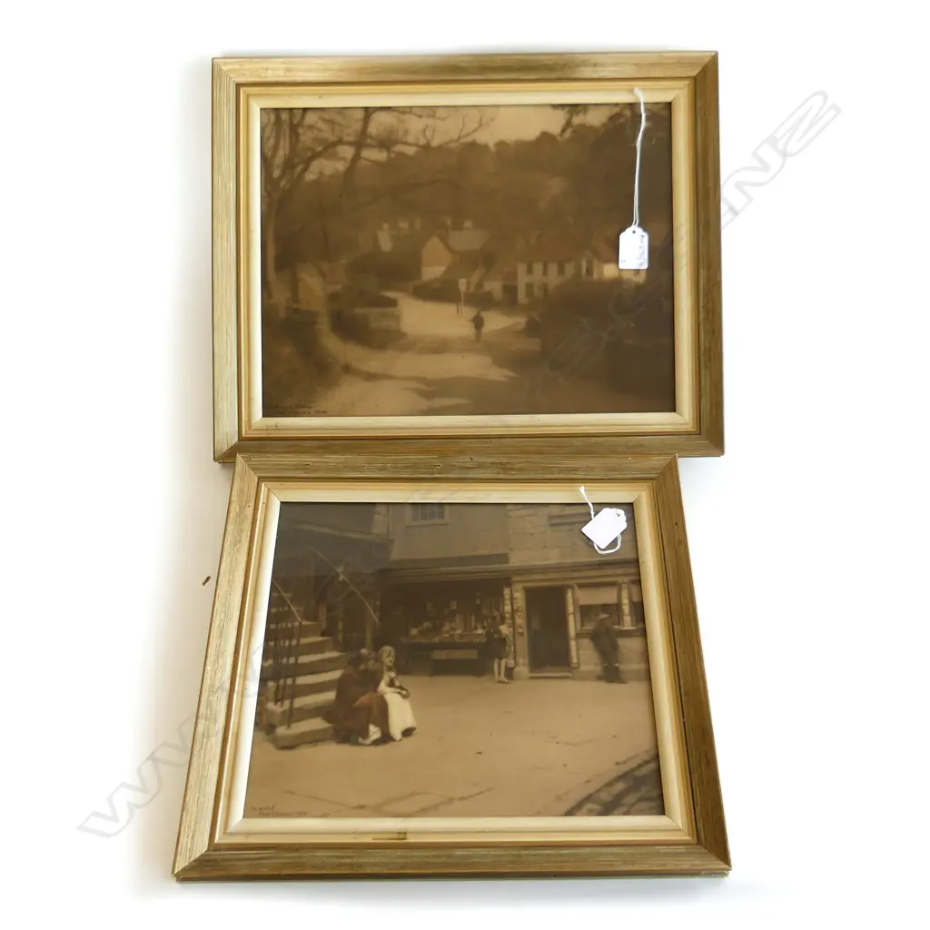 2 GEORGE CHANCE PHOTO PRINTS; 'SCANDAL' & 'IN A SURREY VILLAGE' 265x355mm Image 1++