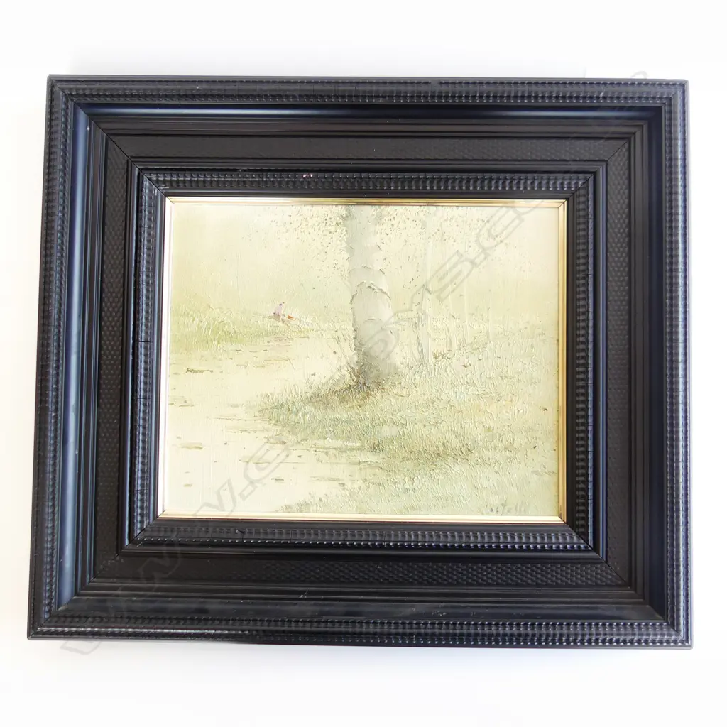SIGNED LANDSCAPE OIL ON CANVAS - BLACK FRAME - 295x375mm Image 1++