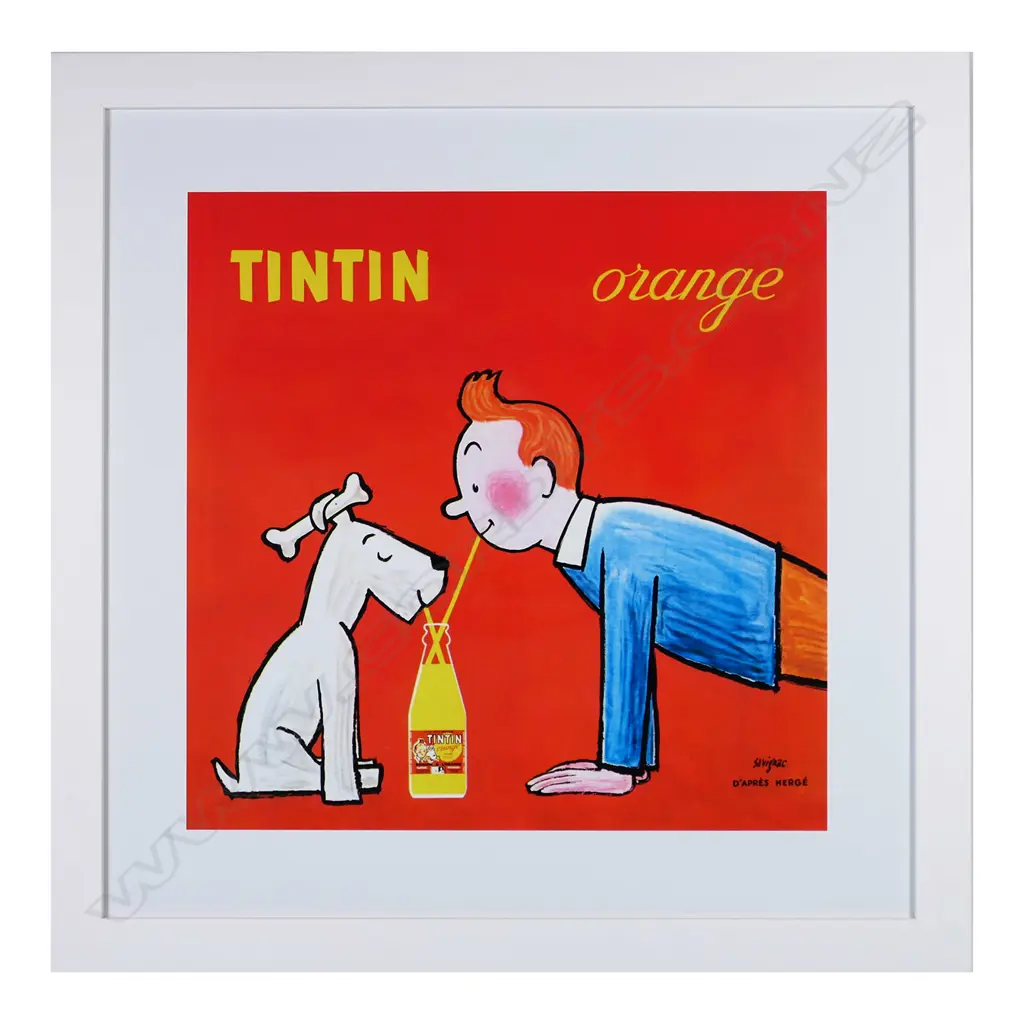 TINTIN ORANGE PRINT (1960) 505x505mm overall Image 1++