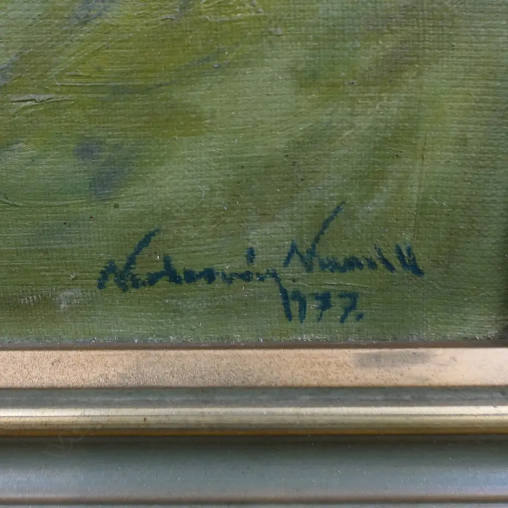 LG SIGNED ARTWORK; HORSES, OIL ON BOARD, SIGNED & DATED 1977, 910x 600mm Image 1++