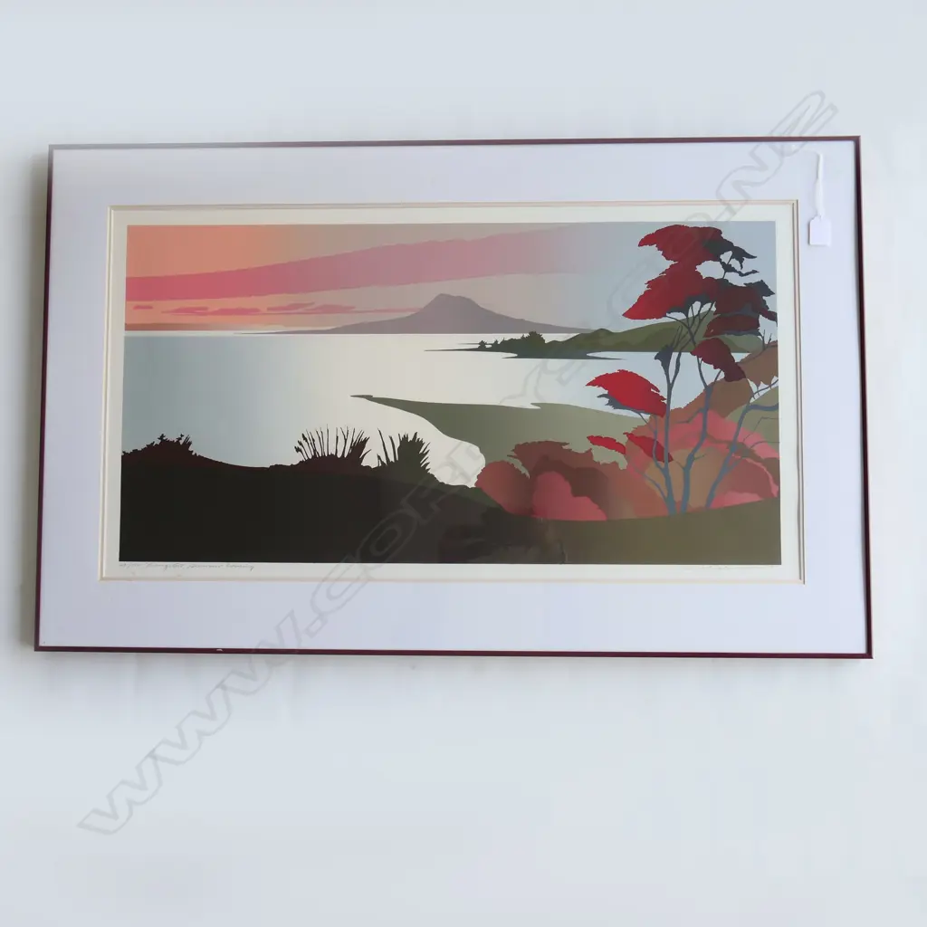 LG MALCOLM WARR PRINT 'RANGITOTO, SUMMER EVENING' 48/150 '85 455x840mm Image 1++