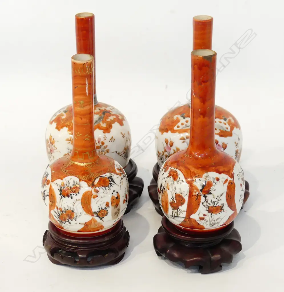 2 PRS JAPANESE KUTANI VASES ON STANDS H.180mm Image 1++