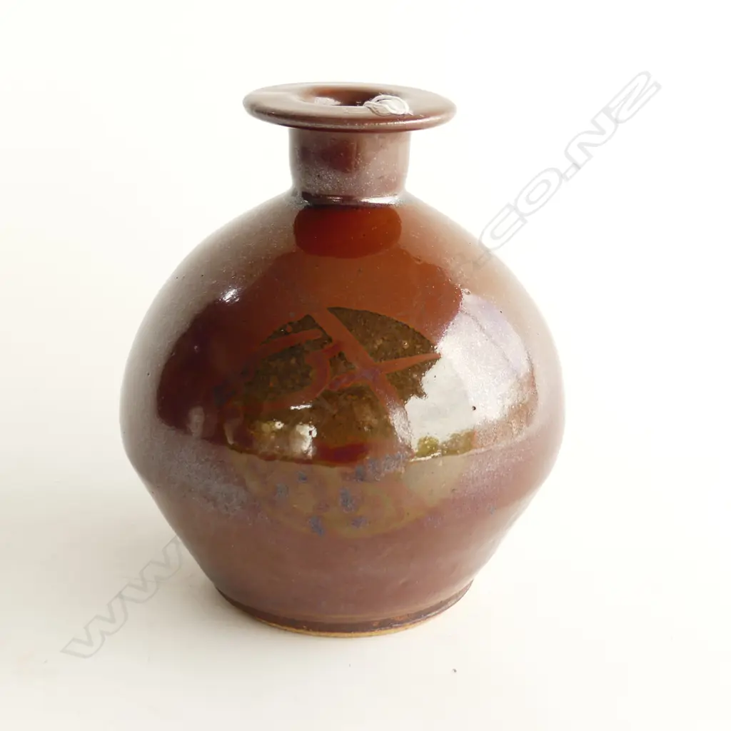 JAPANESE MASHIKO WARE OVOID VASE, TENMOKU GLAZE, H. 210mm Image 1++