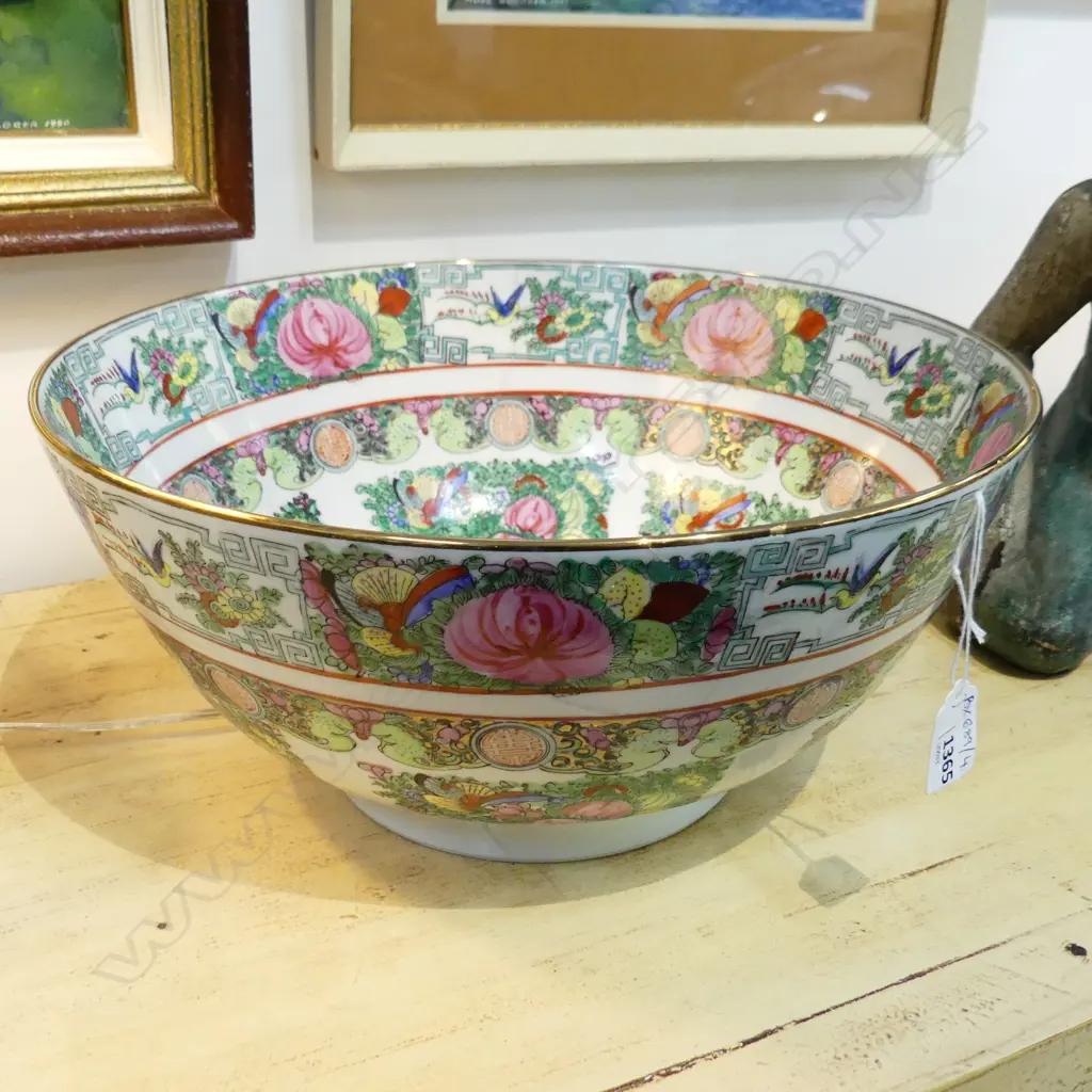 LG CHINESE FAMILLE ROSE BOWL - REPAIRED 360mm dia Image 1++