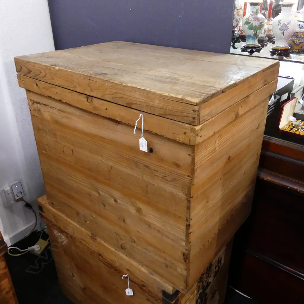 old Japanese CEDAR TEA BOX TIN LINED H600 W720 D500MM Image 1++