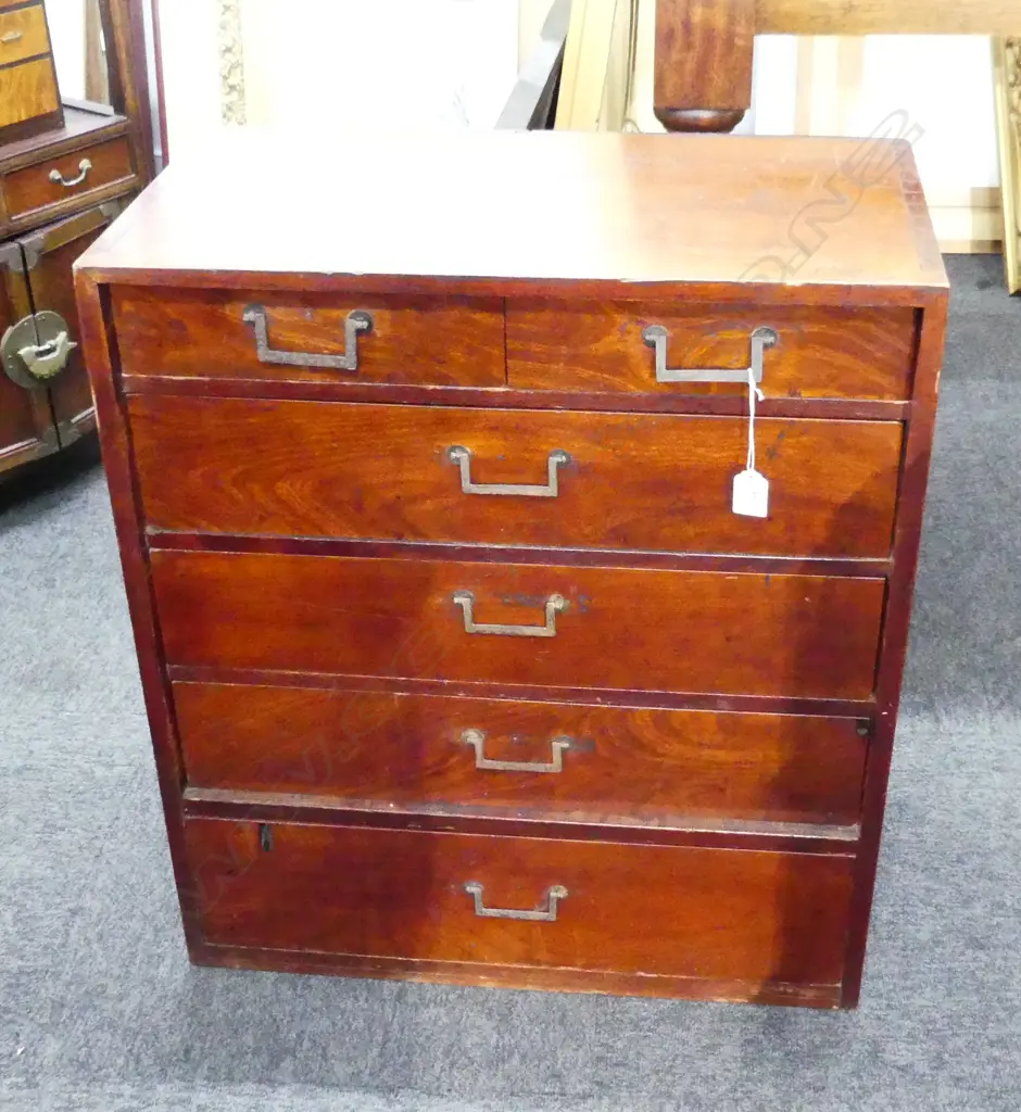 OLD JAPANESE TANSU COLLECTORS/BEDSIDE CABINET 6 drawer H.680mm. Image 1++