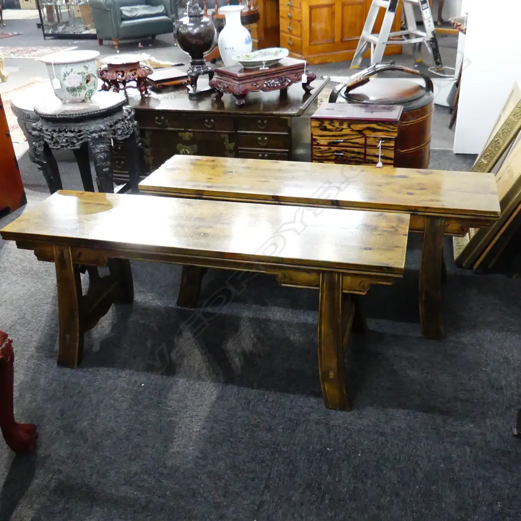PR LONG WOODEN STOOLS, L. 1110 X H. 430mm Image 1++