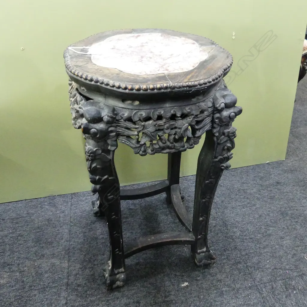 CARVED ORIENTAL SIDE TABLE - FAULTS H.585mm Image 1++