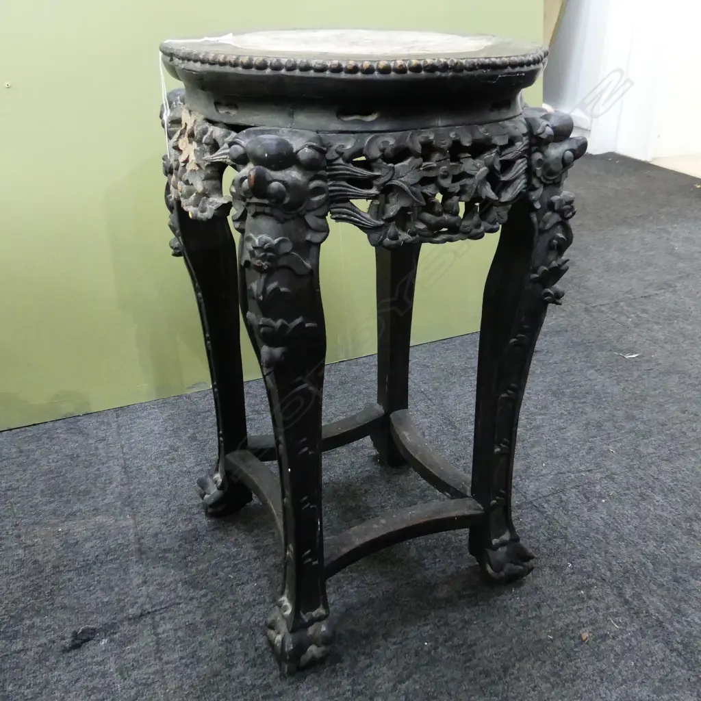 CARVED ORIENTAL SIDE TABLE - FAULTS H.585mm Image 1++