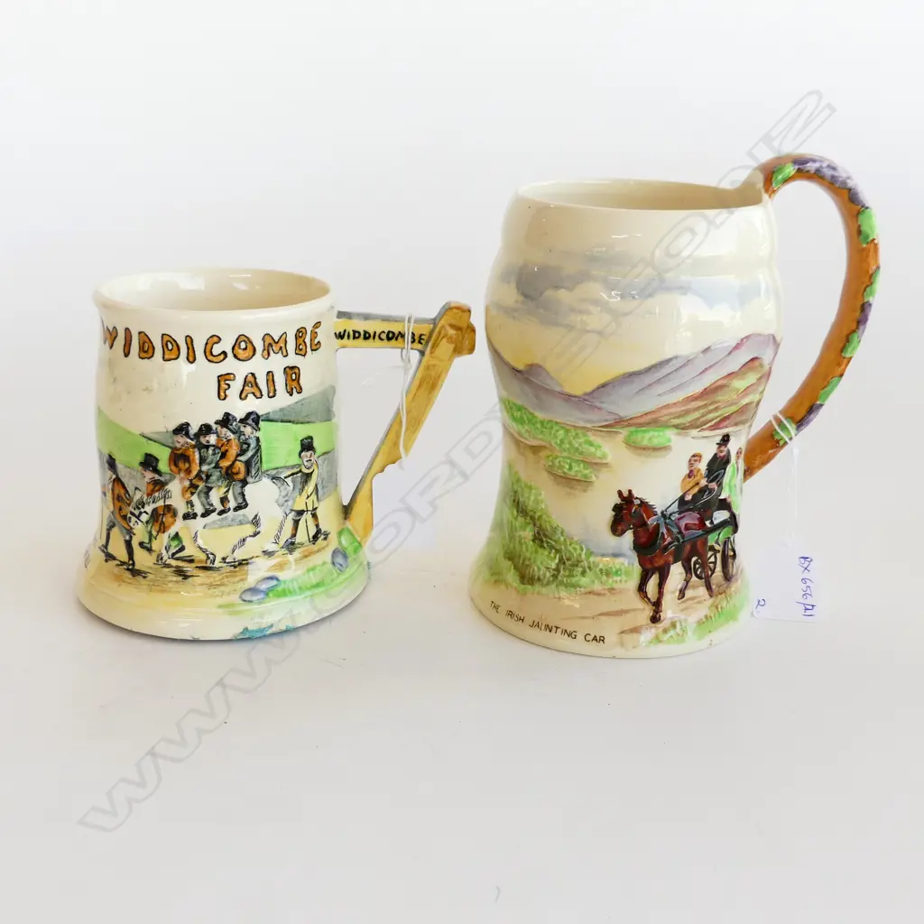 2 CROWN DEVON MUSICAL JUGS; WIDDICOMBE FAIR, KILLARNEY H.170mm Image 1++