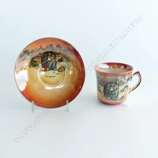 GRIMWADES 'MAORI WARE' CUP & SAUCER 'TE HONGI' 145mm dia