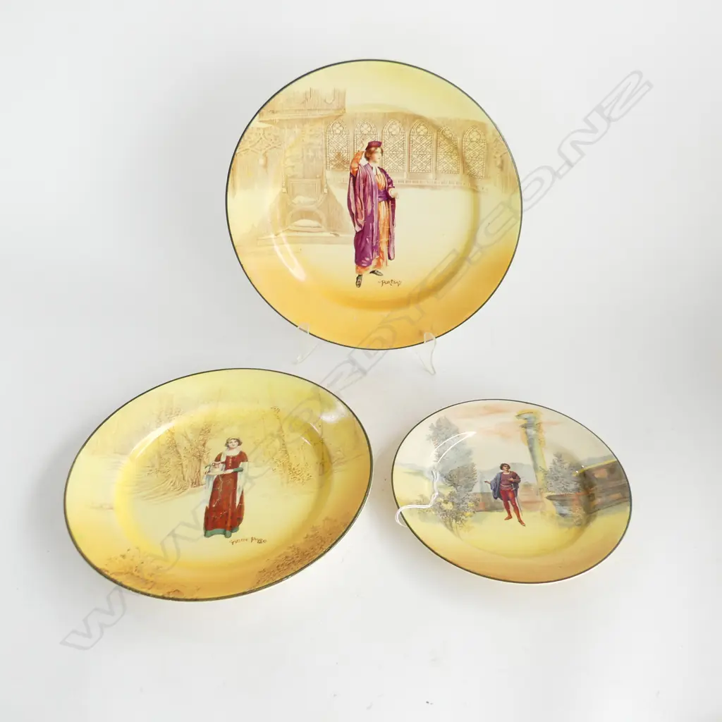 3 DOULTON SHAKESPEARE PLATES. PORTIA, 26CM DIAM , ANNE PAGE 24CM DIAM. ROMEO, 19CM DIAM. Image 1++
